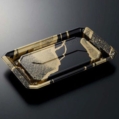 中央化学 寿司容器 HS澄板22-14 金継BK-BK 身 00650783 1ケース(600個(50個×12))（直送品）