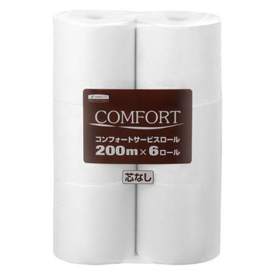 日本製紙クレシア トイレットペーパー コンフォート サービスロール 200m(芯なし)6ロール 11305 1ケース(8個(1個×8))（直送品）