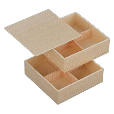 中央化学 折箱 木目5.5寸角二段 共蓋 上下十字仕切 00648494 1ケース(72個(6個×12))（直送品）