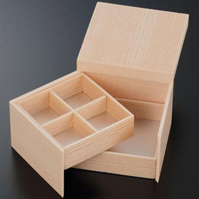 中央化学 折箱 木目開閉折 128角 共蓋 00657957 1ケース(100個(10個×10))（直送品）