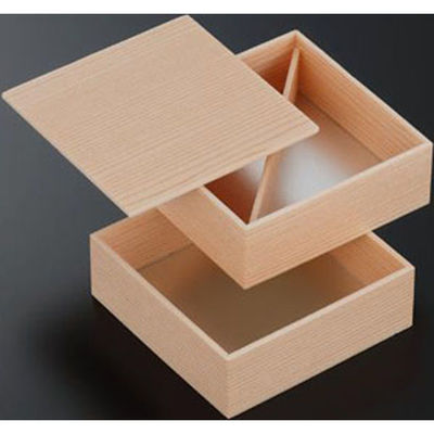 中央化学 折箱 木目4.5寸角二段 共蓋 上段斜仕切 00687668 1ケース(108個(6個×18))（直送品）