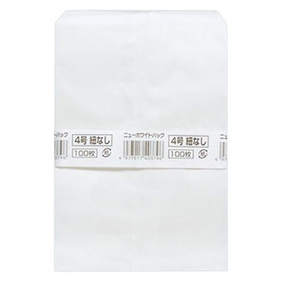 福助工業 惣菜向け平袋 ニューホワイトパック 4号 紐なし 00769226 1ケース(6000個(500個×12))（直送品）