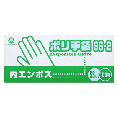 福助工業 衛生資材 ポリ手袋内エンボスタイプ SS-2 100枚入り 00769251 1ケース(30個(1個×30))（直送品）