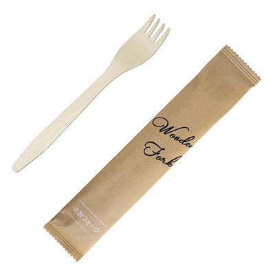 旭創業 カトラリー 木製フォーク165 紙個包装クラフト 00795145 1ケース(3000個(100個×30))（直送品）