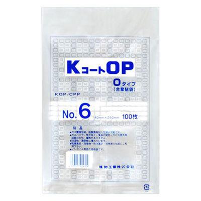 福助工業 合掌袋 KコートOP Oタイプ No.6 0716359 1ケース(2000個(100個×20))（直送品）
