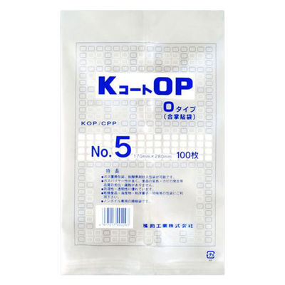 福助工業 合掌袋 KコートOP Oタイプ No.5 0716340 1ケース(2500個(100個×25))（直送品）