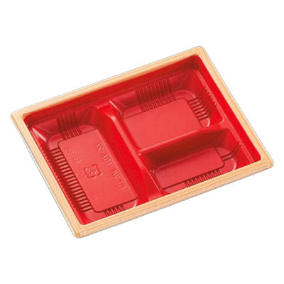 中央化学 弁当容器 CT WF-19A-27 赤木目-BK 身L 00739752 1袋(50個)（直送品）