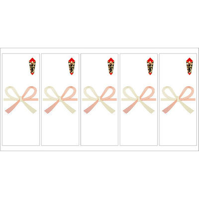 ササガワ 贈答用飾り 24-1900 シール札紙(短冊のし) 無字 50片入(5片×10シート) 1ケース(5個(1個×5))（直送品）