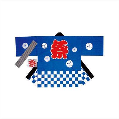 ササガワ イベントグッズ 40-3106 祭袢天 市松青 大人 Mサイズ 1ケース(1個)（直送品）