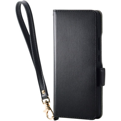 O251 ケース レザー 手帳型 マグネット ハンドストラップ付 ブラック PM-O251PLFY4BK エレコム 1個（直送品）