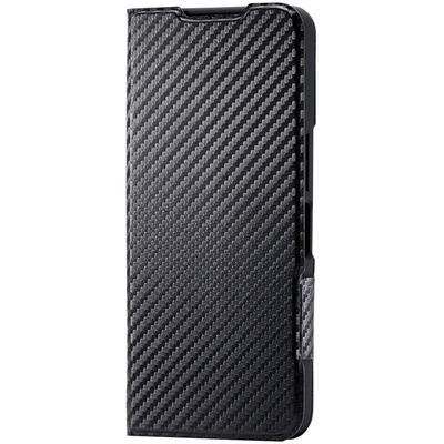 AQUOS wish5 (SH-52F) ケース レザー 手帳型 カーボンブラック PM-S251PLFUCB エレコム 1個（直送品）