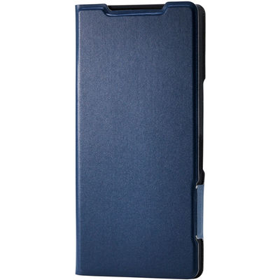 AQUOS R10 (SH-51F) ケース レザー 手帳型 超軽量 ネイビー PM-S252PLFUNV エレコム 1個（直送品）