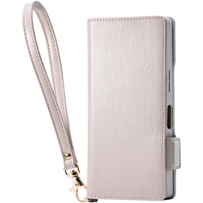 AQUOS R10 (SH-51F) ケース レザー ハンドストラップ付 グレージュ PM-S252PLFY4GB エレコム 1個（直送品）