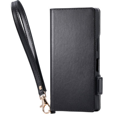 AQUOS R10 (SH-51F) ケース レザー ハンドストラップ付 ブラック PM-S252PLFY4BK エレコム 1個（直送品）