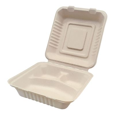 ダイモン エコ容器 ムギ・タケ 未晒色(50入)3仕切付 65-3874-68 1パック(50個)（直送品）