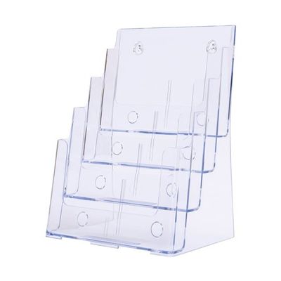 アズワン ツーウェイパンフレット立て 透明 パンフレットスタンドA4 4段 68-0986-84 1個（直送品）