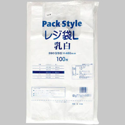 パックスタイル PS レジ袋 L 乳白 100枚 00427503（直送品）