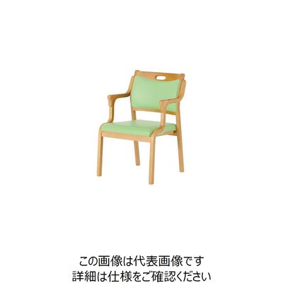 スタッキングチェア 半ひじ・グリップ付(2脚入) ライトブラウン×グリーン Care-111-AC LB AL-G 1箱(2脚)（直送品）