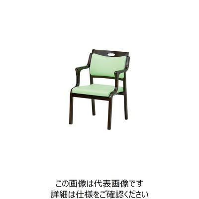 グローリープラン スタッキングチェア 半ひじ・グリップ付(2脚入) ブラウン×グリーン Care-111-AC BR AL-G 1箱(2脚)（直送品）