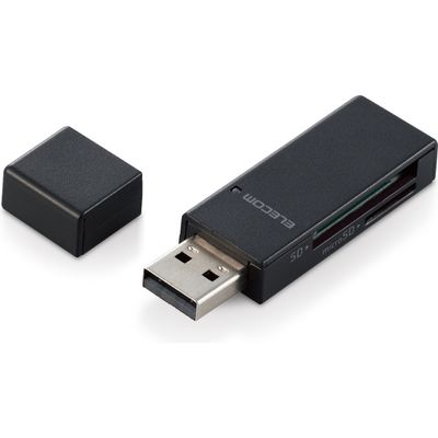 エレコム カードリーダー/スティックタイプ/USB2.0対応/SD+microSD対応/ブラック MR-D205BK 1個（直送品）