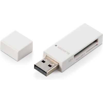 エレコム カードリーダー/スティックタイプ/USB2.0対応/SD+microSD対応/ホワイト MR-D205WH 1個（直送品）