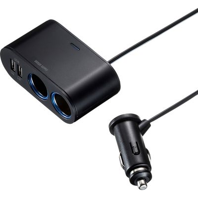 サンワサプライ USBチャージャー付2連ソケット(2ポート・4.8A) CAR-CHR78CUN 1個（直送品）