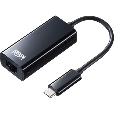 サンワサプライ USB3.2 TypeC-LAN変換アダプタ(ブラック) USB-CVLAN2BKN 1個（直送品）