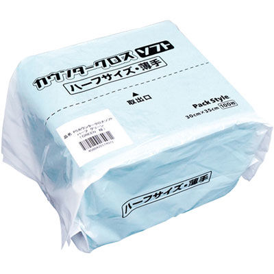 パックスタイル PSカウンタークロスソフト ハーフサイズ 薄手 ブルー 00535808 1包(100枚)（直送品）