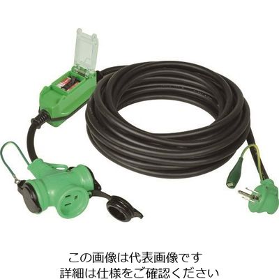 日動工業 NICHIDO 防雨型ポッキン延長ブレーカ L型ヘナポッキン 100V 過負荷漏電保護兼用 10m PBWL-EK10-T 1本（直送品）