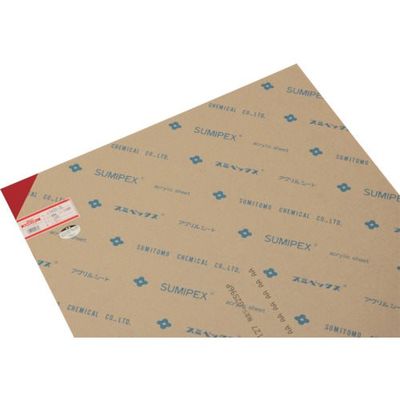 光 アクリル板(赤透明) 3×650×1100mm A400-3L 1枚 820-0543（直送品）
