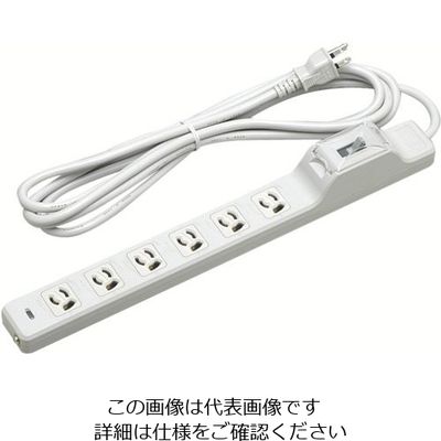 明工社 明工 15A安全ブレーカ付OA用抜け止め接地タップ6コ口コード5m MR7632TJ5 1本 802-1434（直送品）