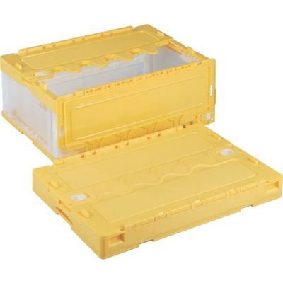 岐阜プラスチック工業 RISU 折りたたみコンテナー 605418 CFーS56NR黄/透明 CF-S56NR-YT 1個 821-9161（直送品）