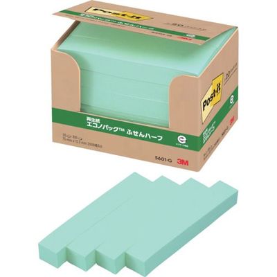 スリーエム ジャパン 3M ポスト・イット 75X12.5mm 100枚X20パッド グリーン 5601-G 1パック(2000枚)（直送品）