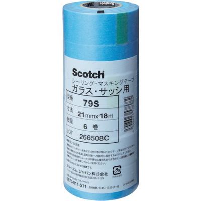 3M マスキングテープ(ガラス・サッシ用) 21mmX18m 6巻入り 79S 21X18 1セット(600巻:6巻×100パック)（直送品）