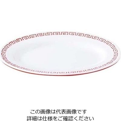 エンテック メラミン中華食器 瑞祥 小判皿 8インチ CAー24 外赤内白 61-6836-16 1個（直送品）