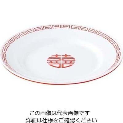 エンテック メラミン中華食器 瑞祥 平皿 8インチ CAー22 外赤内白 61-6836-24 1個（直送品）