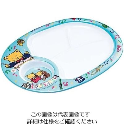 エンテック メラミン ランチ皿 こねこたい ブルー 61-6836-88 1個（直送品）