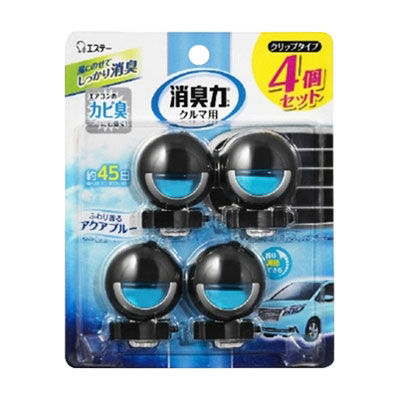 エステー クルマの消臭力 クリップタイプ 4個セット アクアブルー 4901070128747 1個(12ML)（直送品）