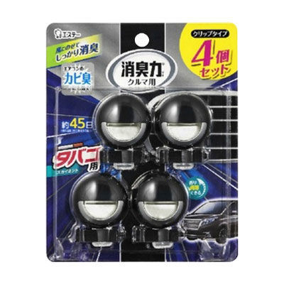 エステー クルマの消臭力 クリップタイプ 4個セット タバコ用スカイミント 4901070128754 1個(12ML)（直送品）