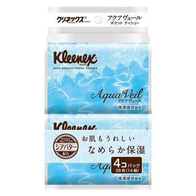 日本製紙クレシア クリネックス　ティシュー　アクアヴェールポケット　４個パック 4901750471279 1パック(4個入)（直送品）