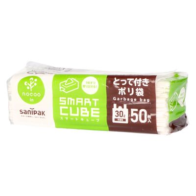 日本サニパック CCS39 スマートキューブ とって付きポリ袋 30L 50枚 半透明 nocoo in 4902393580540 1個(50枚)（直送品）