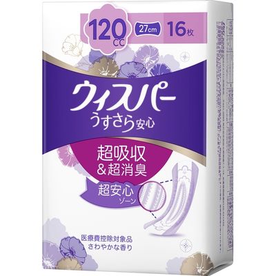 P＆G ウィスパー うすさら安心 多いときでも安心用 120cc 4902430881562 1個(16枚)（直送品）