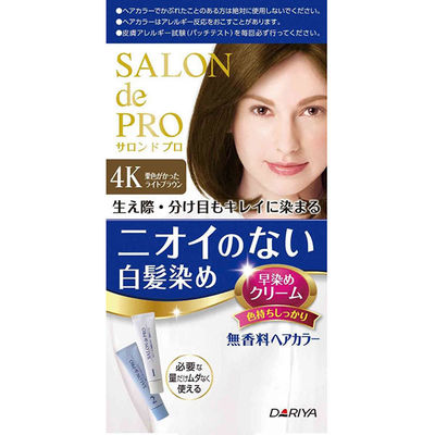 ダリヤ サロンドプロ　無香料ヘアカラー早染めクリーム（白髪用）　４Ｋ　栗色がかったライトブラウン 4904651180011 1個(40G)（直送品）
