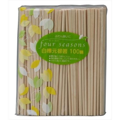 大和物産 フォーシーズン白樺元禄箸（裸）100膳 4904681109280 1個(100本)（直送品）