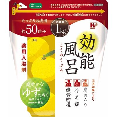 ヘルス 薬用入浴剤 効能風呂 ゆず 4976552039682 1個(1KG)（直送品）