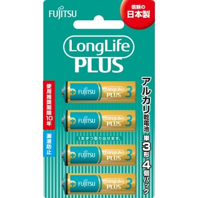 FDK FUJITSU アルカリ乾電池 ロングライフプラス 単3・4個 LR6LP（4B）10年保存 4976680277055 1個(4本)（直送品）