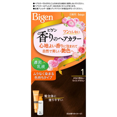 ホーユー ビゲン　香りのヘアカラー　乳液　１　かなり明るいライトブラウン 4987205052354 1個（直送品）