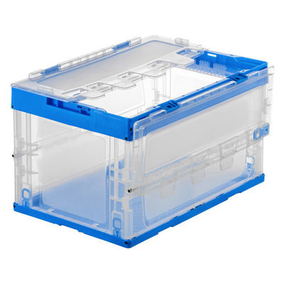 サンワサプライ 折りたたみコンテナ 50リットルふた付き クリア色 CNT-CV50CL 1個（直送品）