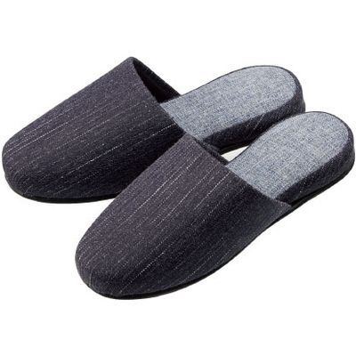 オーミケンシ ステッチ柄ツートンスリッパ ダークブルー 4311 1足（直送品）