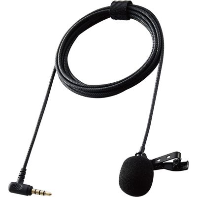 ピンマイク クリップマイク 4極ミニプラグ 変換ケーブル付 収納ポーチ ケーブル長:1.8m ブラック HS-MC09BK エレコム 1個（直送品）